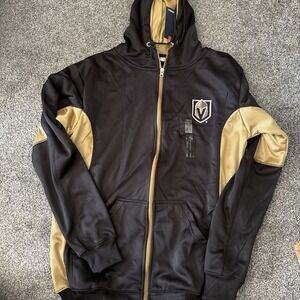 Fanatics Vegas Golden Knights NHL Full Zip Poly Fleece Hoodie Black‎ Gold MT